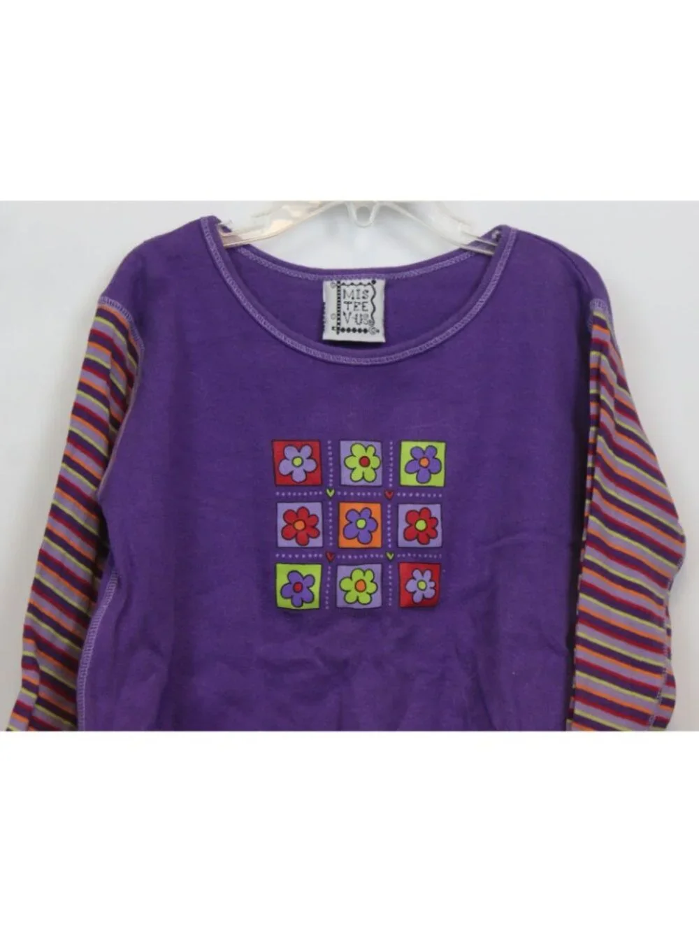 Mis Tee V-Us 2pc Outfit 6x/7 Purple Flower Y2K Hippie Boho Flower Velour Ruffle